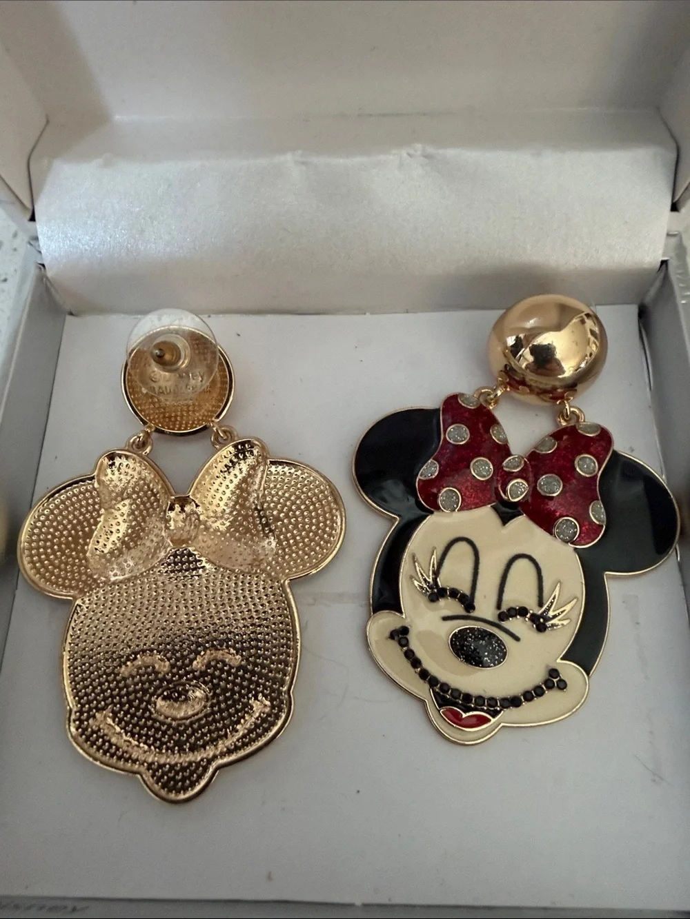 Disney Minnie Mouse Black and Red Bow Drop Earrings